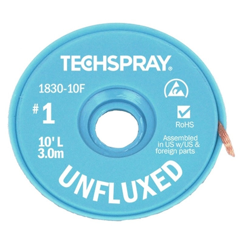 Techspray 1831-10F Solder Wick Unfluxed, Yellow 1 sp 10 ft