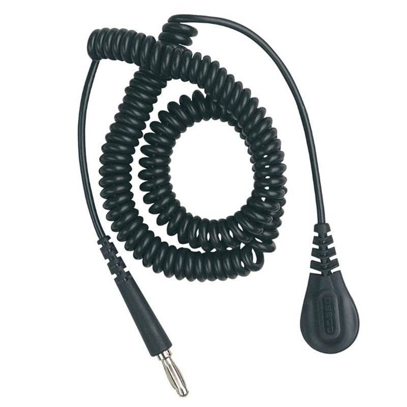 Desco - Coil Cord w/ 4 MM Snap Socket, Black, 6'