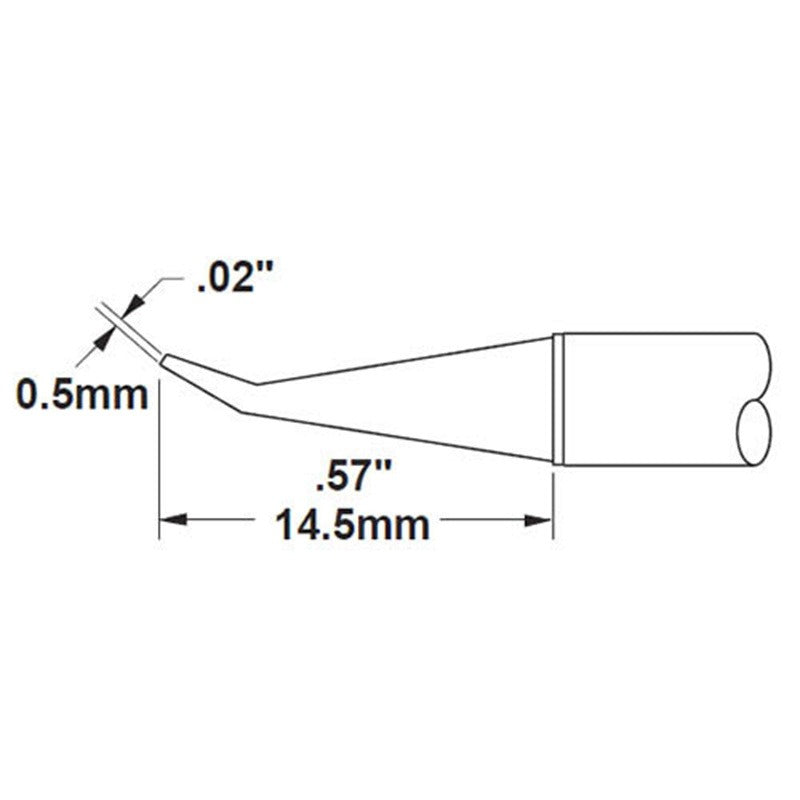 Metcal Cartridge, Conical, Bent, 0.5mm (0.02 In), 30Deg