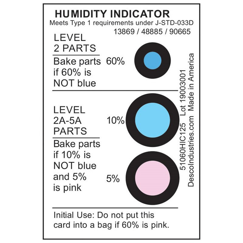 Desco CARD, HUMIDITY INDICATOR, 5% 10% 60% RH,J-STD-033B