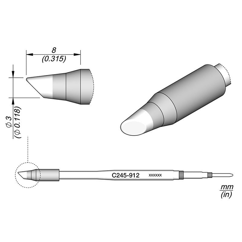 JBC Cartridge for T245-A handpeice, 3mm