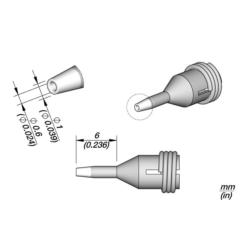 JBC Desoldering Tip for DS360-S Micro Desoldering Iron 1x0.6mm