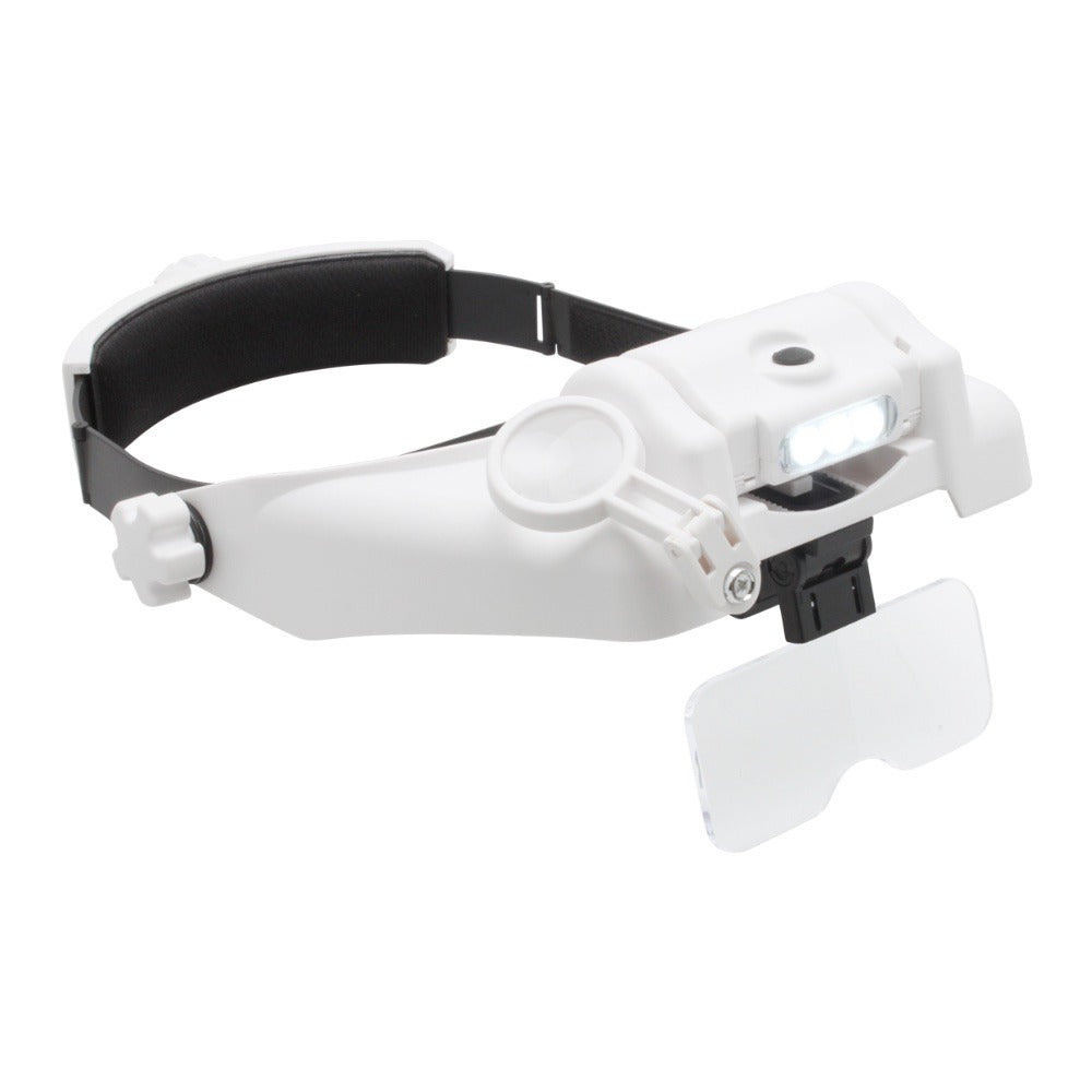 OptiSight Pro Headband Magnifier with LEDs and Lenses 1x, 1.5x, 2x, 2.5x, 3.5x