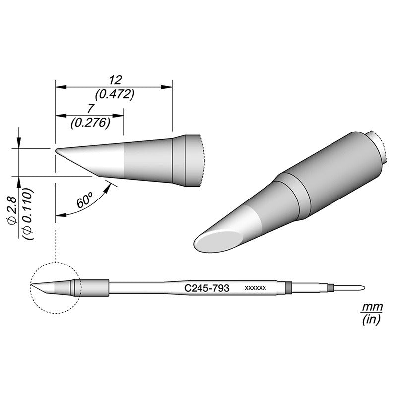 CARTRIDGE BEVEL Ø2,8MM-60º