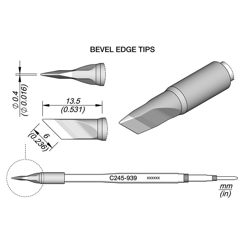 JBC Cartridge for T245-A Handpiece, 6 x 0.4mm