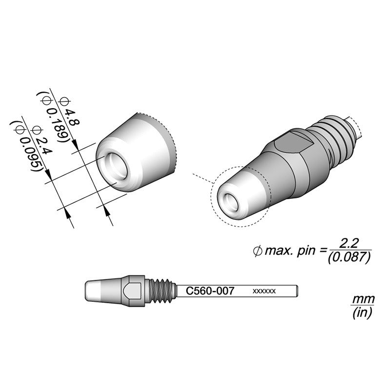 JBCJBC Desoldering Tip for DR560-A Desoldering Iron,..4.8 x 2.4mm..REPLACEMNET FOR 5600-007