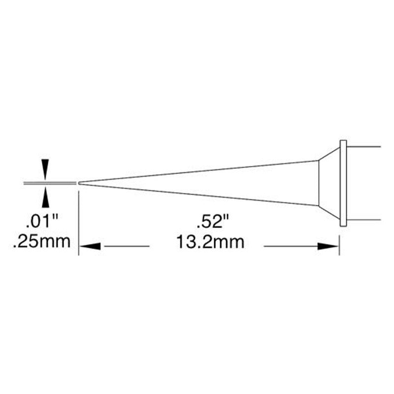 Metcal Tip; CARTRIDGE, CONICAL, MICRO FINE, 0.25MM (0.01IN)