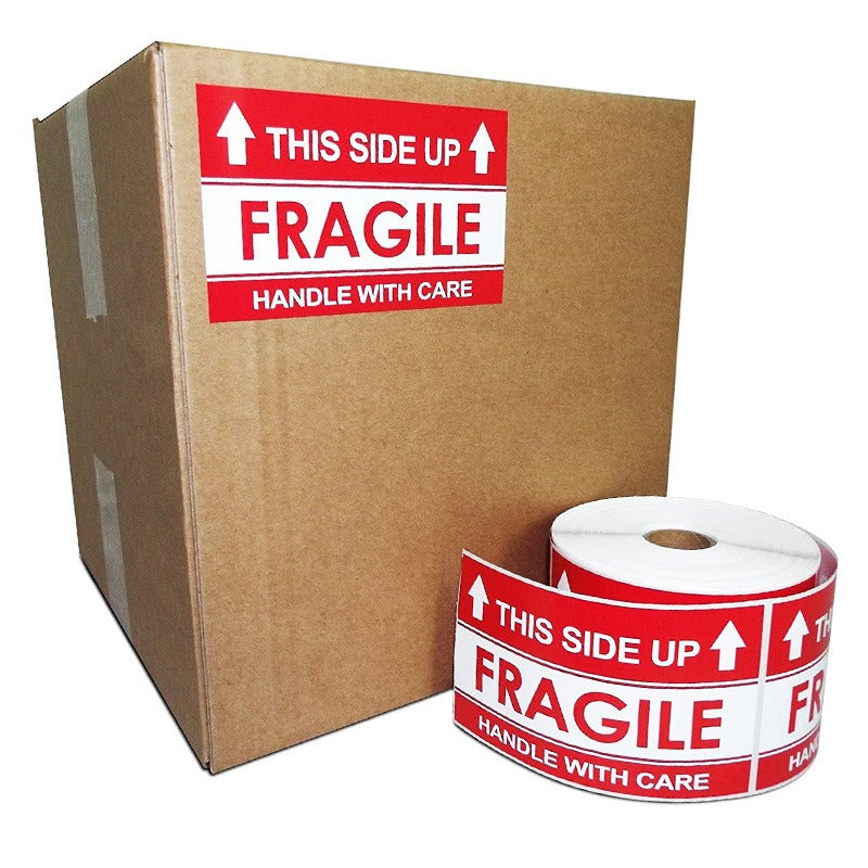 3" x 5" Caution This Side Up Labels (500 per Roll)