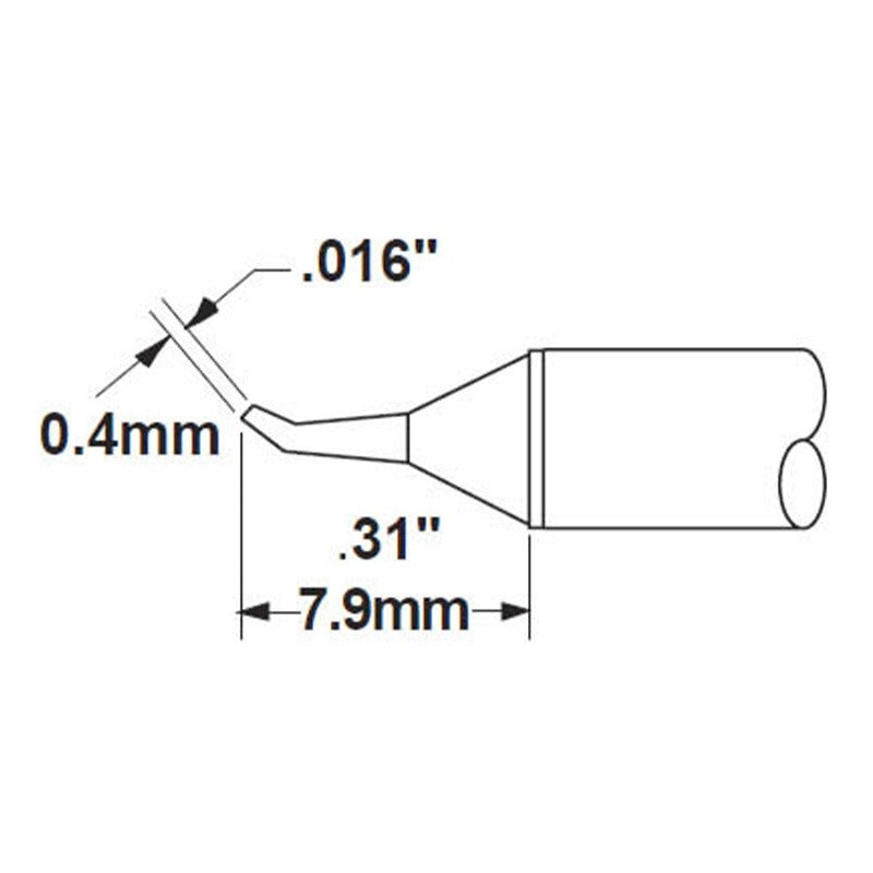 Metcal .016' (0.4mm) Sharp (Bent 30dg) Solder Tip