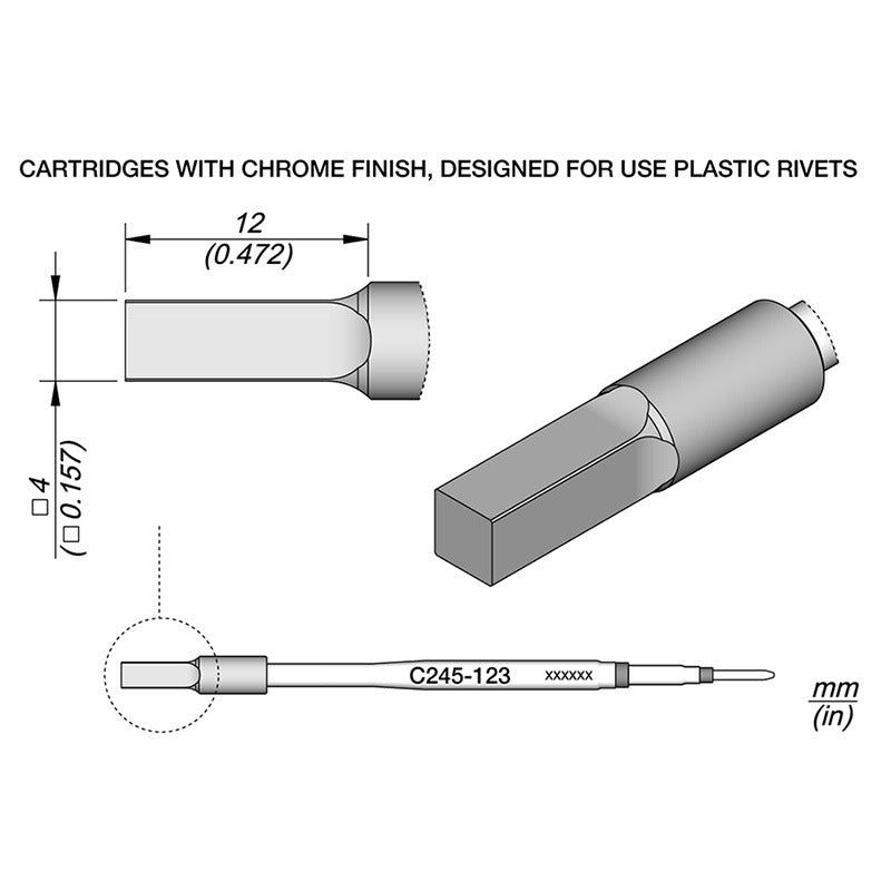 JBC Cartridge for T245-A Handpiece, 4 x 4mm