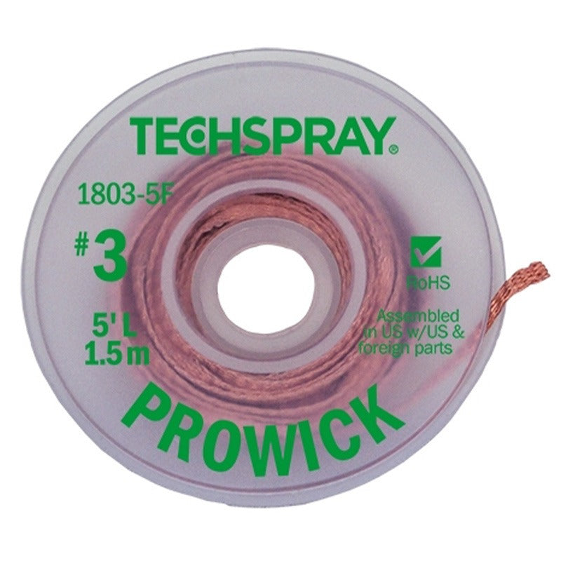 Tech Spray Pro Wick .085' 5 ft;Braid, Desoldering; Pure Rosin; 5 ft.