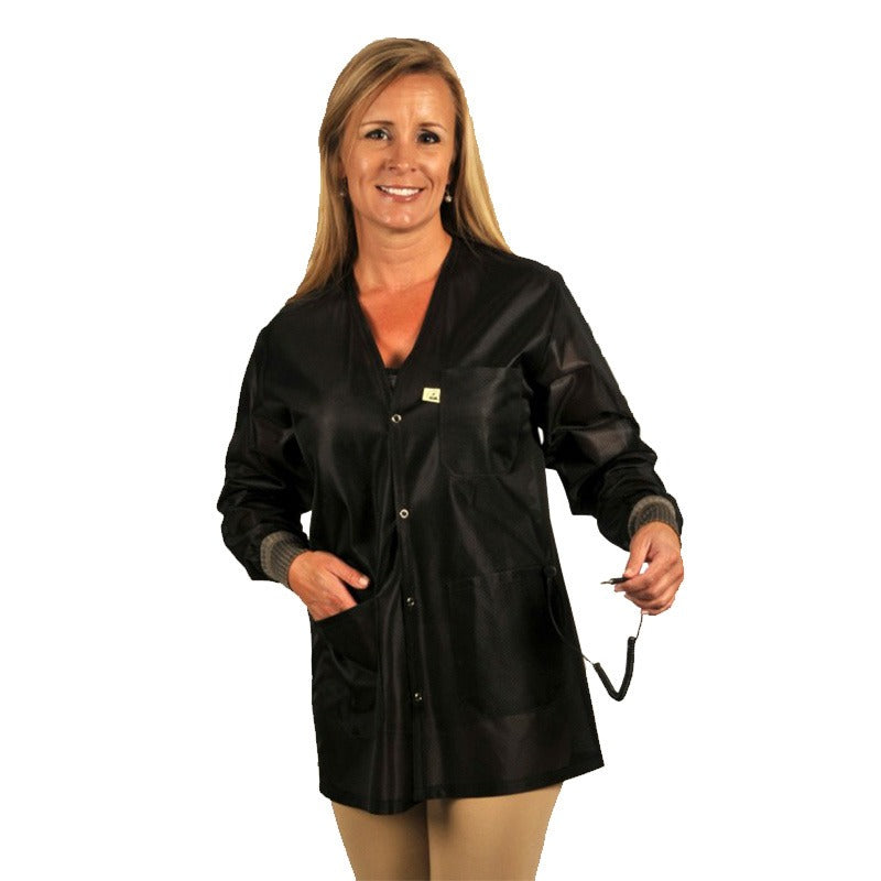 Tech Wear Black Jacket, OFX-100, Standard 3-pocket, ESD cuffs, X-Large.. not on price sheet