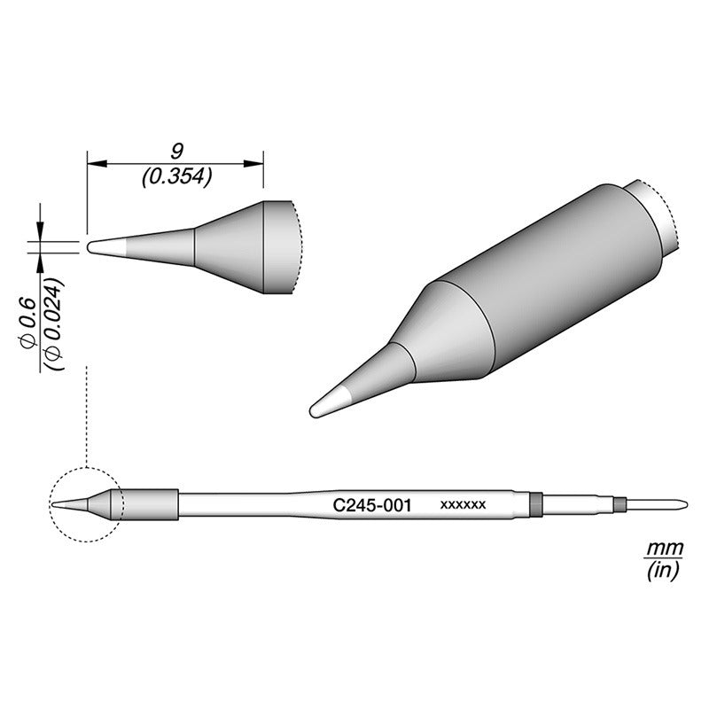 JBC Cartridge for T245-A Handpiece, 0.6mm