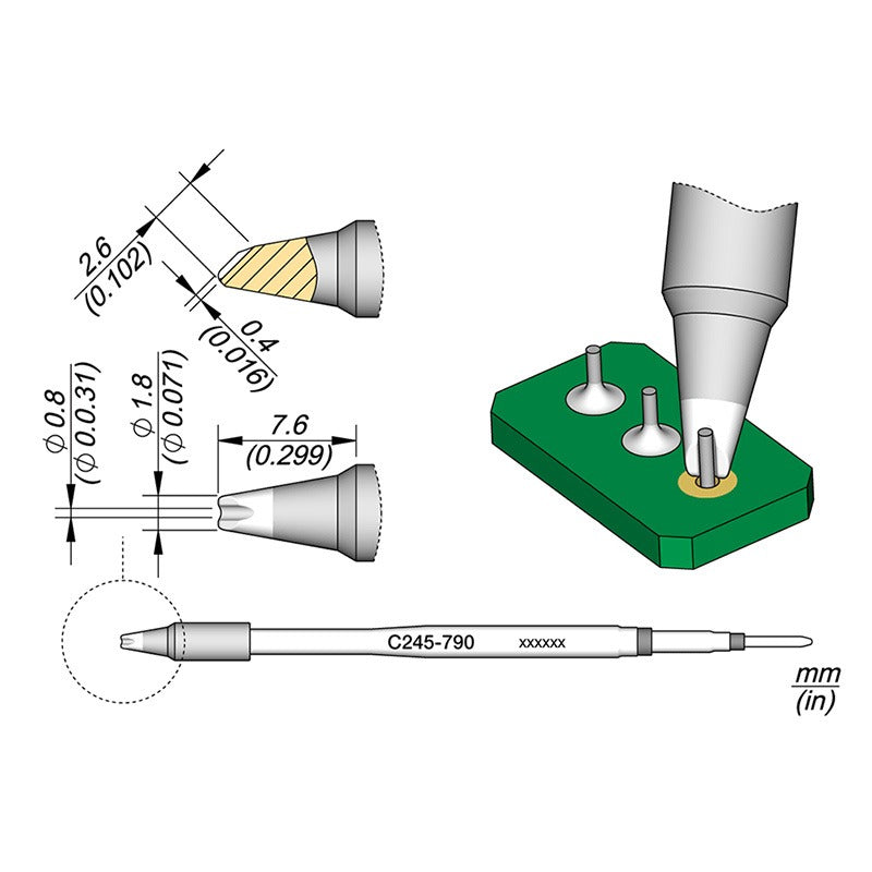 Cartridge pin/connector Ø0,8