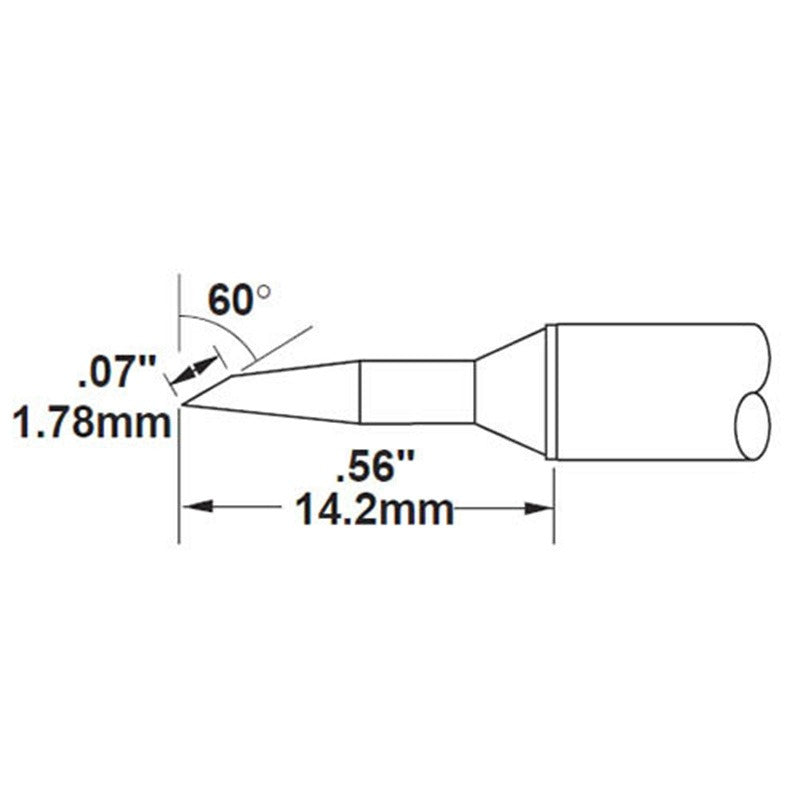 Metcal Cartridge, Bevel, 1.78mm (0.07 In), 60Deg