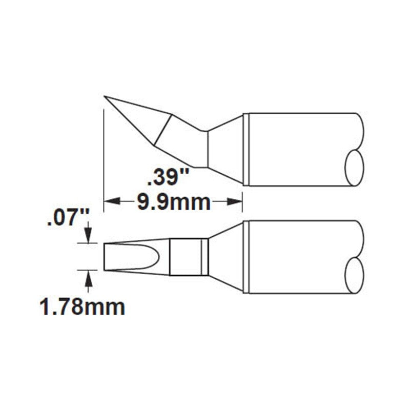 Metcal Cartridge, Chisel, Bent, 1.78mm (0.07 In), 30Deg