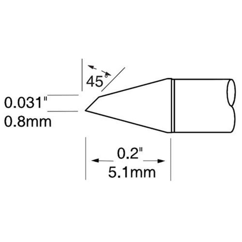 Metcal UFTC-7DRH408 UltraFine Tip Cartridges, Hoof Micro, 0.8mm x 5mm