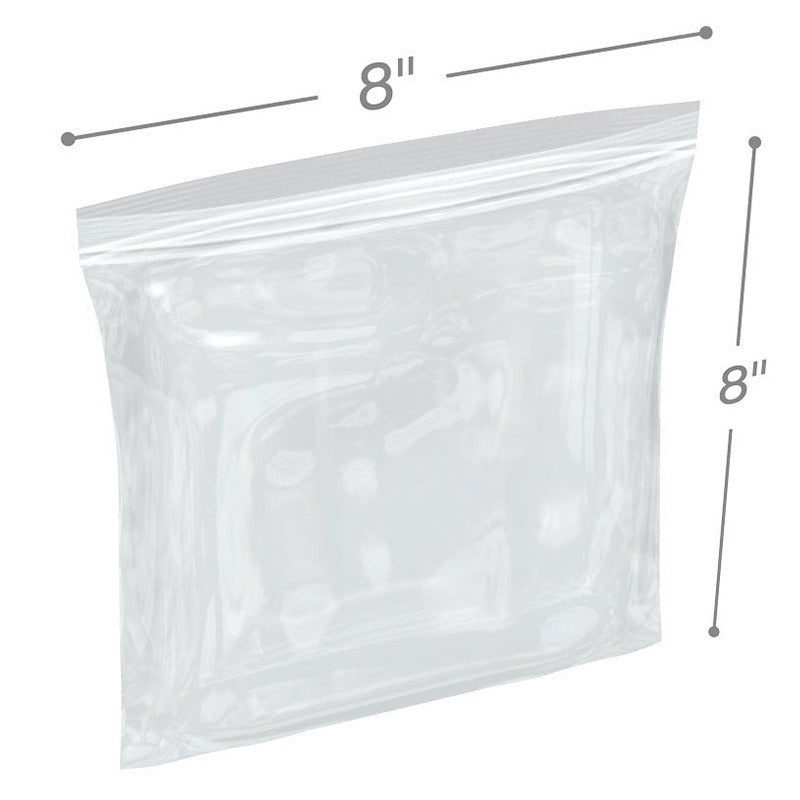 4 mil, 8x8 Clear Zip lock Bags; 1000/Case