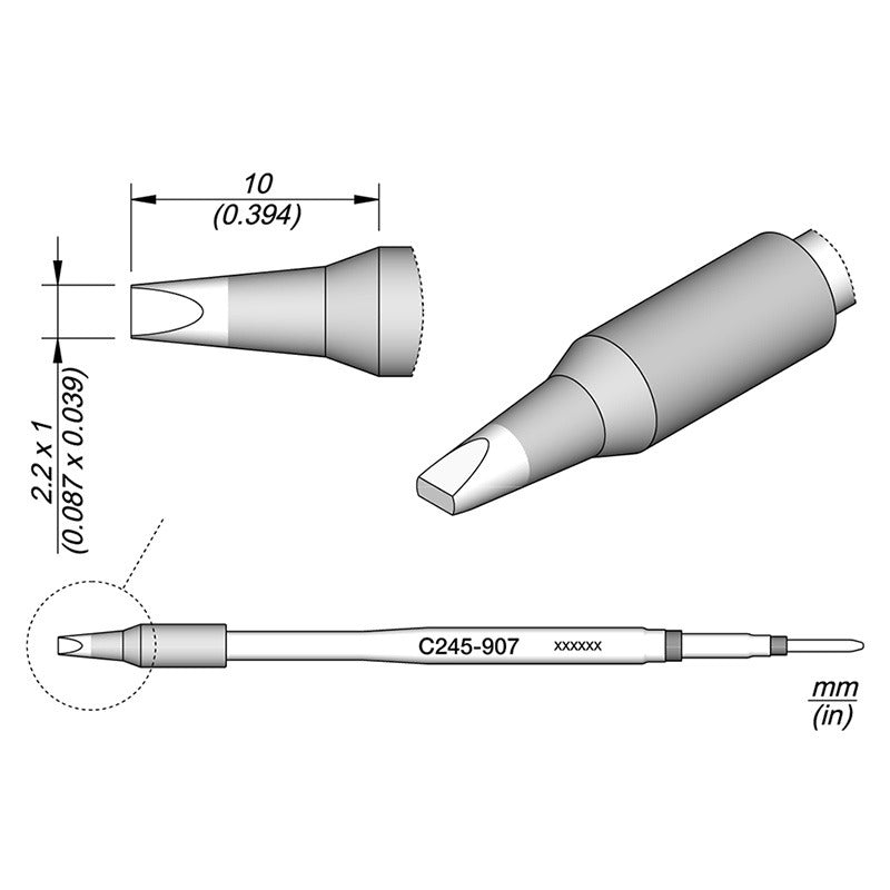 JBC Solder Tip, 2 X 0.8