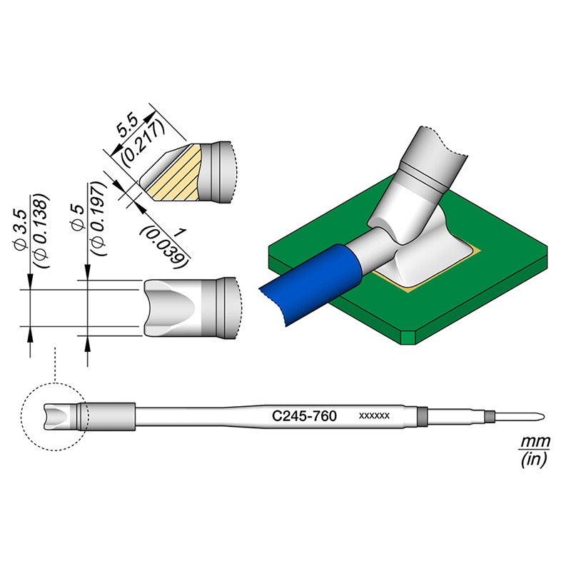 JBC Cartridge for T245-A Handpiece, 5 x 3.5 x 1mm