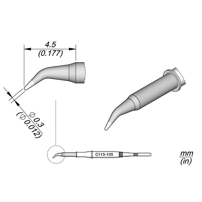 C115105-Conical Bent Ø 0.3