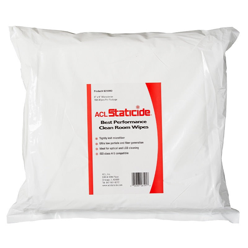 ACL White Microdenier wipes [9" x 9" | 150 wipes/bag | Pack of 6]