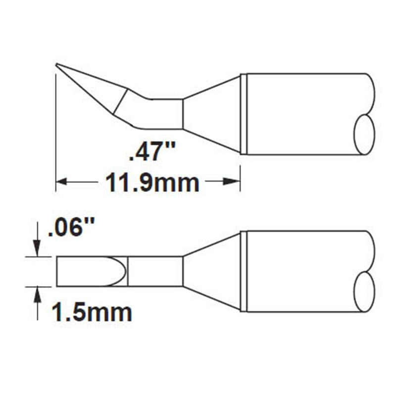 Metcal Cartridge, Chisel, Bent, 1.5mm (0.06 In), 30Deg