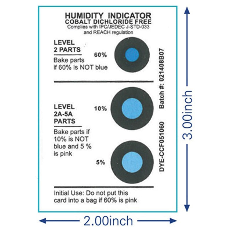 Dou Yee Humidity Indicator Card, 3 Spot, 5/10/60%, 125/CN, JEDEC J-STD-033B