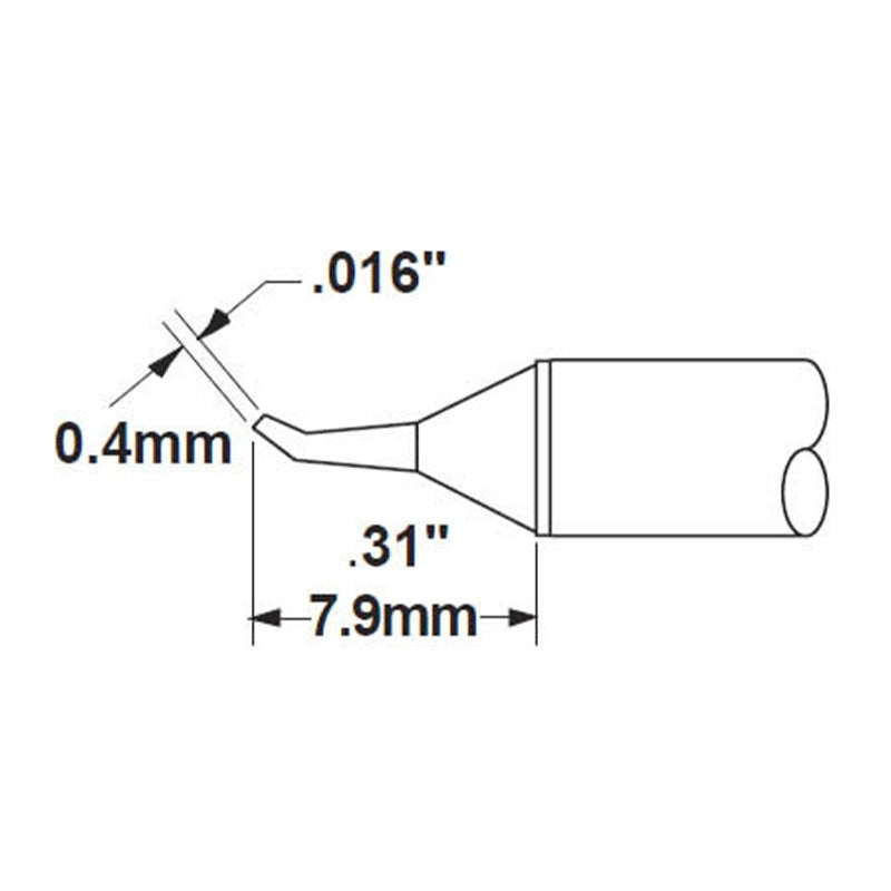 Metcal .016' (0.4mm) Sharp (Bent 30dg) Solder Tip