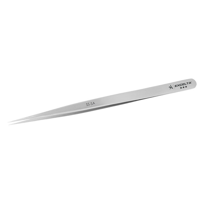 Excelta Stainless Steel Anti-Magnetic Tweezers with Long Straight Tips, 3 Star, 5-1/2"