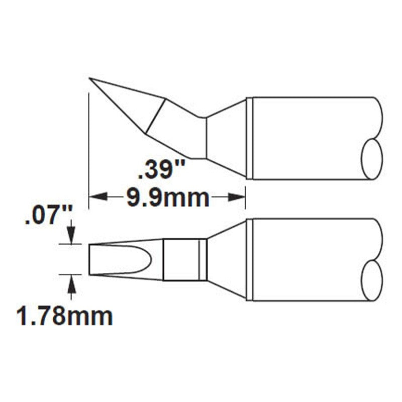 Metcal Cartridge, Chisel, Bent, 1.78mm (0.07 In), 30Deg