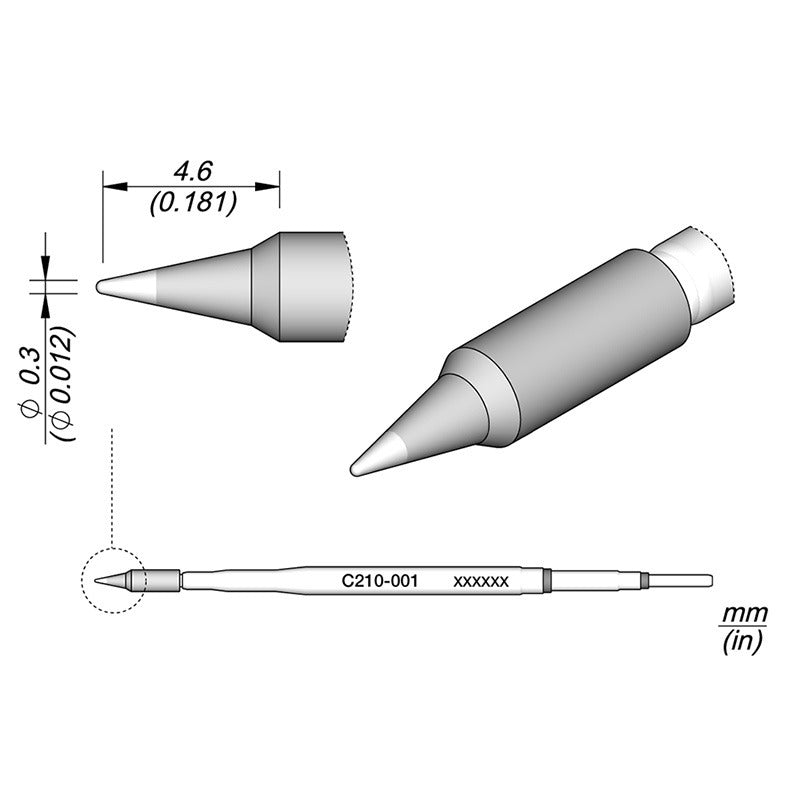 JBC Cartridge for T210-A Micro Handpiece, 0.3mm