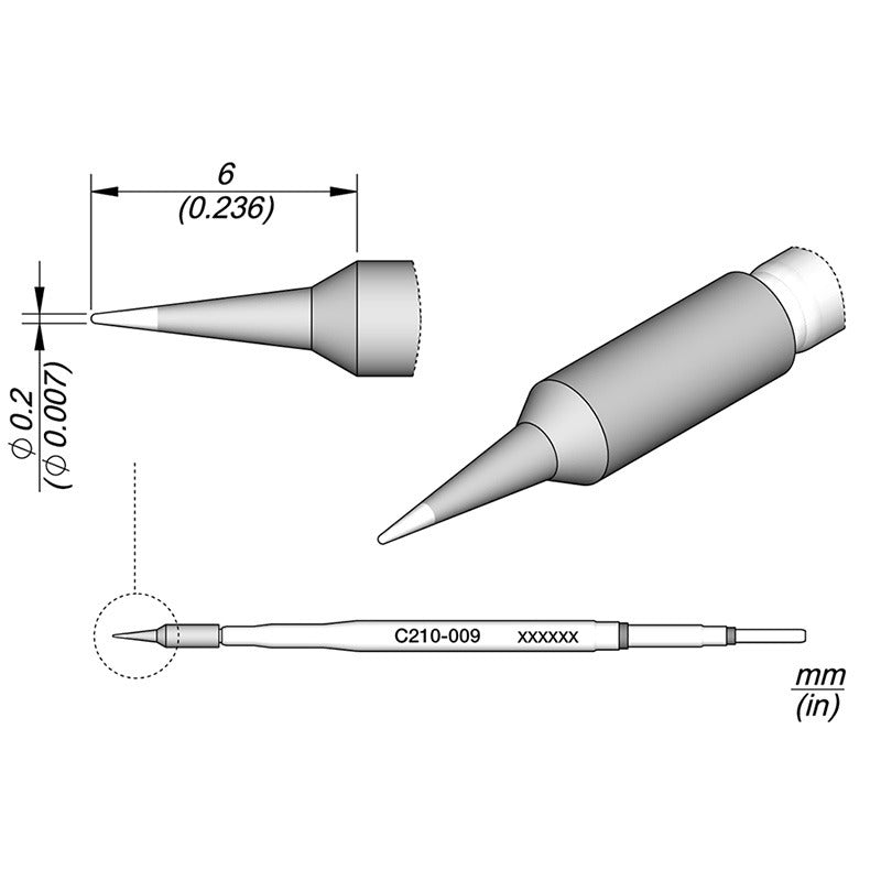 JBC Tools C210-009 - C210 Series Cartridge - Conical - 0.2 mm