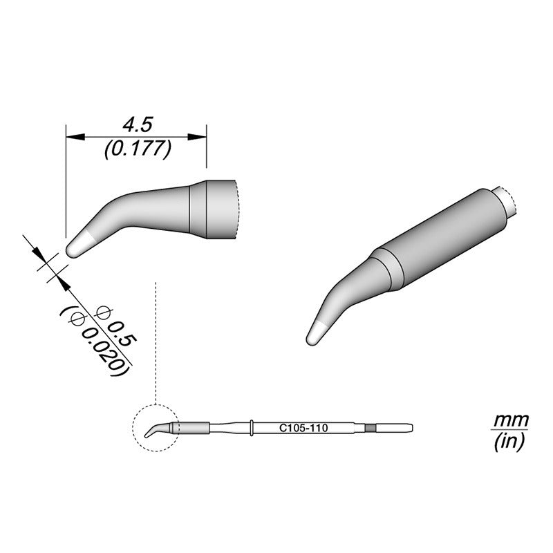 CARTRIDGE BENT Ø0,5